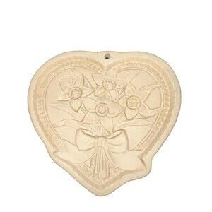 Brown Bag Cookie Art Cookie Mold/ Stamp - 1990 Hill Design- Heart with Daffodils